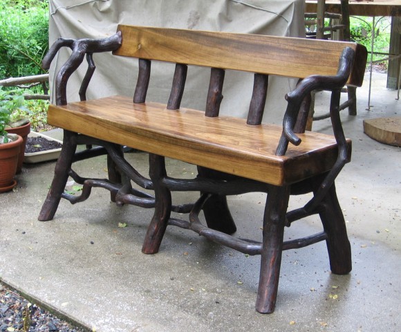 Laural and Heart of Pine Bench