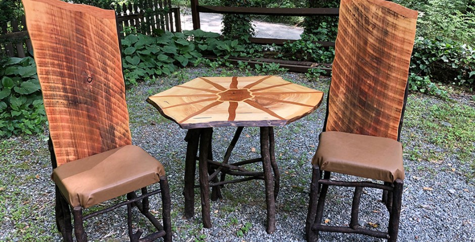 Pine and Cherry rustic table and chairs