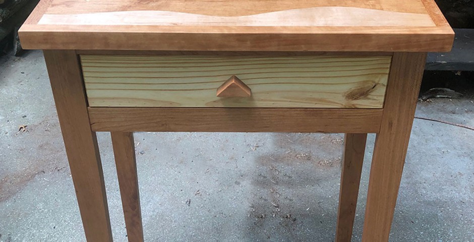 Inlay mountain scene night table