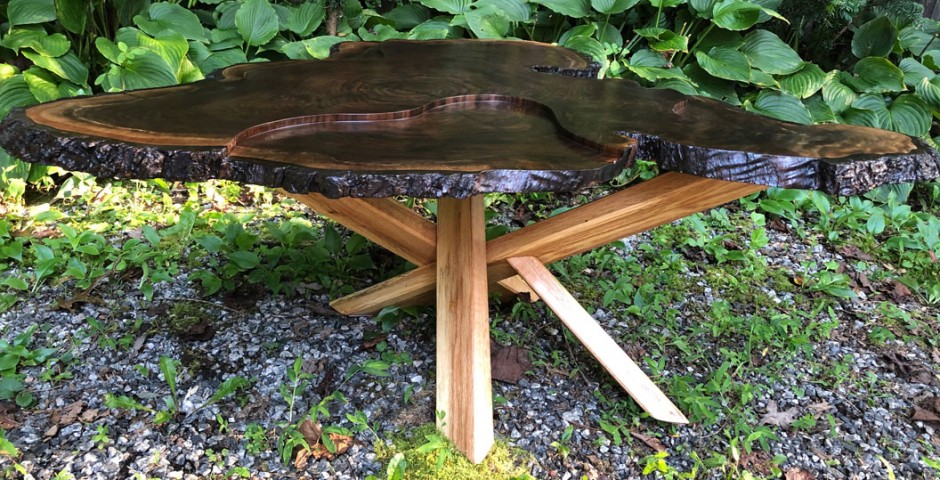 Black Walnut live edge with Maple legs