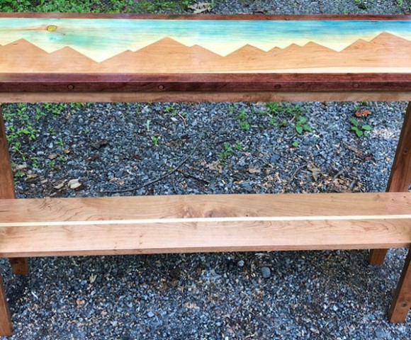 Mountain inlay over pine with colored top